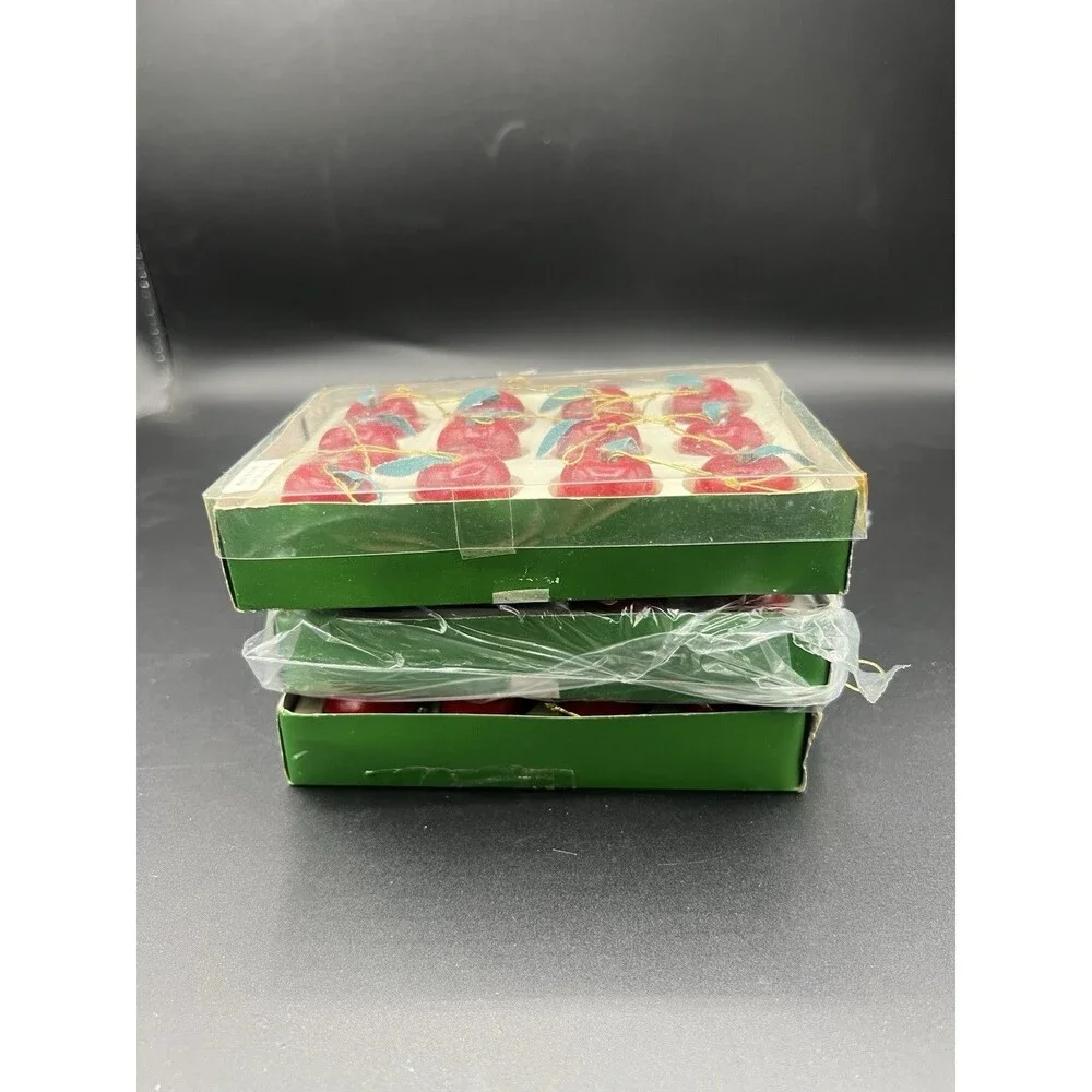 VTG Pier 1 Imports Wooden Apple Christmas Tree Ornaments Lot 36 Red Fruit Decor